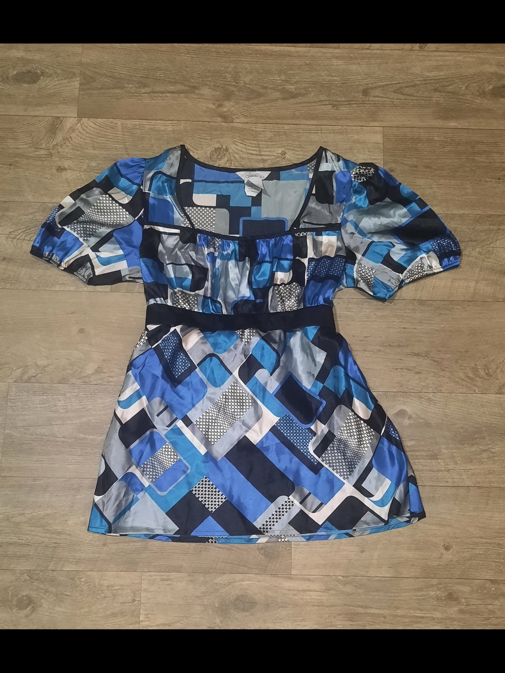 Speechless Blue Geometric Scoop Neck Tunic